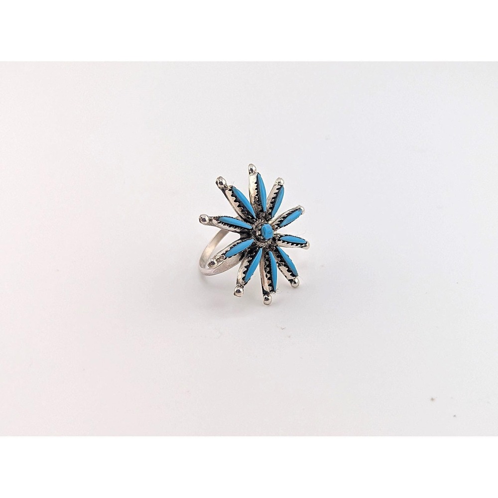 Zuni Ring Turquoise Cluster Spur OG Native‎ American Handmade Jewelry 6.75 * - Picture 8 of 10